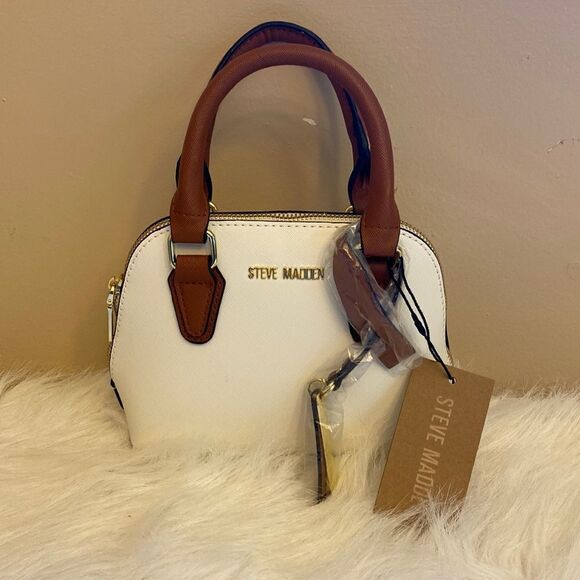 NWT Steve Madden (bfaith2) Crossbody Mini Bag- Cognac/White - Picture 1 of 13